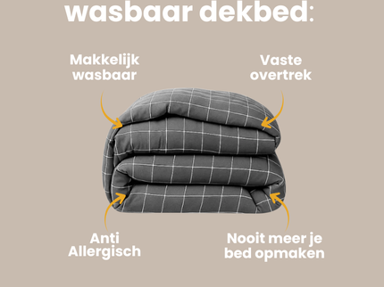 Easy Dekbed Zonder Overtrek  - Squares - Grijs