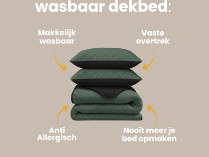 Lazy Dekbed Zonder Overtrek - Double Face - Groen/Zwart