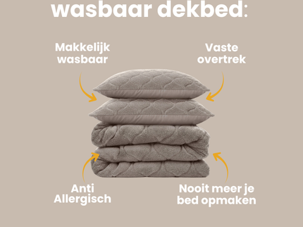 Lazy Dekbed Zonder Overtrek - Teddy - Taupe/Grijs