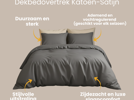Dekbedovertrek Katoen-Satijn Uni - Grijs