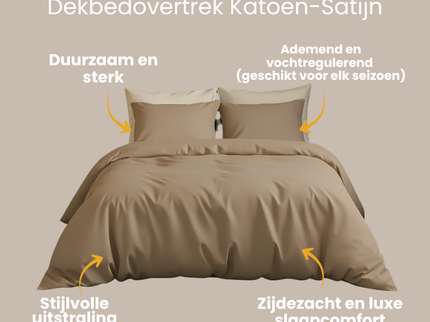 Dekbedovertrek Katoen-Satijn Uni - Taupe
