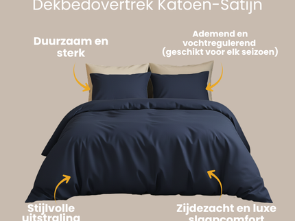 Dekbedovertrek Katoen-Satijn Uni - Navy