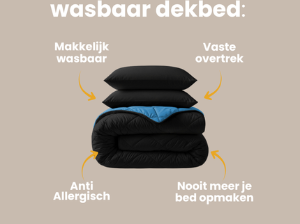 Lazy Dekbed Zonder Overtrek - Zwart/Blauw