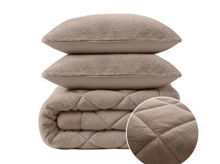 Lazy Dekbed Zonder Overtrek - Teddy Fur - Taupe