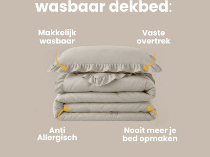 Lazy Dekbed Zonder Overtrek Ruffles - Taupe/Grijs