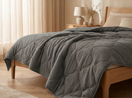 Lazy Dekbed Zonder Overtrek - Mousseline - Antraciet