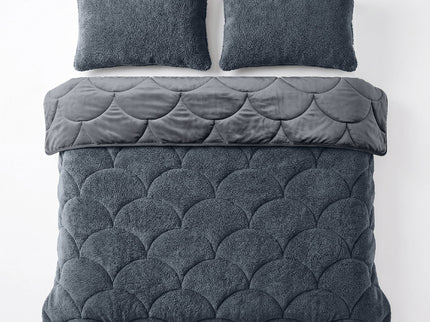 Lazy Dekbed Zonder Overtrek Teddy en Velvet - Antraciet