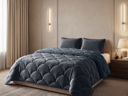 Lazy Dekbed Zonder Overtrek Teddy en Velvet - Antraciet