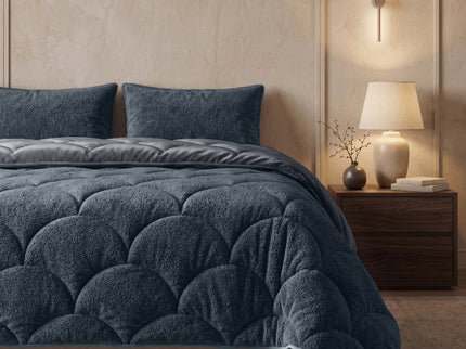 Lazy Dekbed Zonder Overtrek Teddy en Velvet - Antraciet