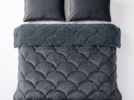 Lazy Dekbed Zonder Overtrek Teddy en Velvet - Antraciet