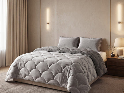 Lazy Dekbed Zonder Overtrek Teddy en Velvet - Taupe/Grijs