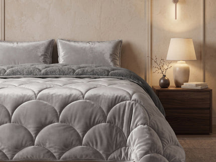 Lazy Dekbed Zonder Overtrek Teddy en Velvet - Taupe/Grijs