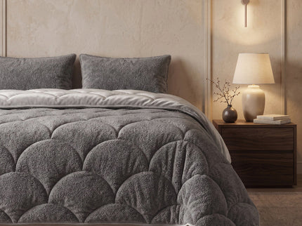 Lazy Dekbed Zonder Overtrek Teddy en Velvet - Taupe/Grijs