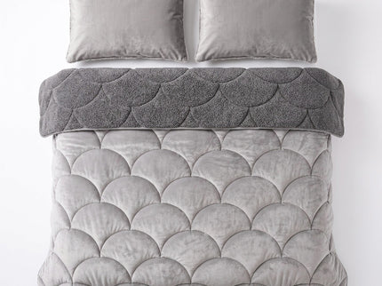 Lazy Dekbed Zonder Overtrek Teddy en Velvet - Taupe/Grijs