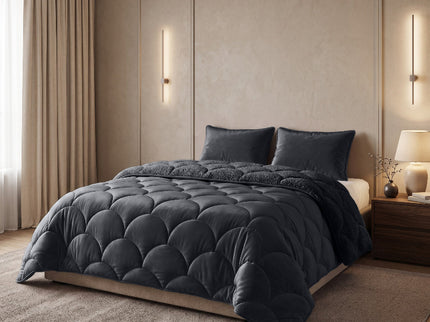 Lazy Dekbed Zonder Overtrek Teddy en Velvet - Zwart