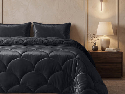 Lazy Dekbed Zonder Overtrek Teddy en Velvet - Zwart1