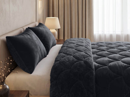 Lazy Dekbed Zonder Overtrek Teddy en Velvet - Zwart