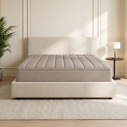 Wasbare Topper & Hoeslaken in 1 – Ultiem Slaapcomfort - Taupe/Beige