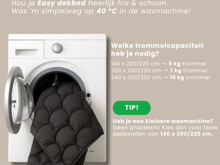 Easy Dekbed Zonder Overtrek  - Squares - Grijs