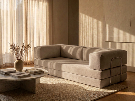 Slaapbank – Fluffy Rib - Sage Beige