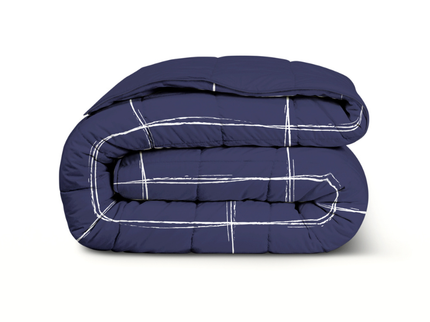 Easy Dekbed Zonder Overtrek - Scribble Squares - Navy