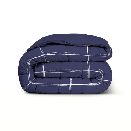 Easy Dekbed Zonder Overtrek - Scribble Squares - Navy