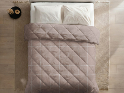 Easy Dekbed Zonder Overtrek - Scribble Squares - Taupe
