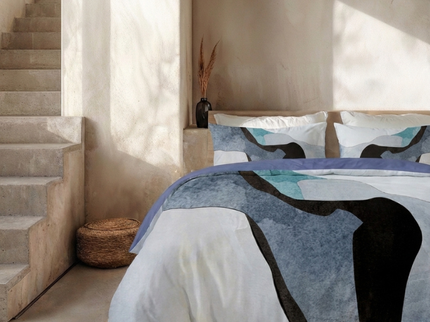 Dekbedovertrek Percale-Katoen - Abstract Marble - Blauw