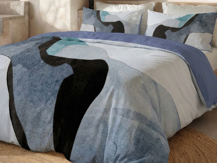 Dekbedovertrek Percale-Katoen - Abstract Marble - Blauw