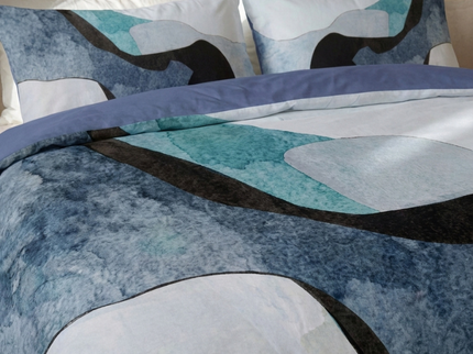 Dekbedovertrek Percale-Katoen - Abstract Marble - Blauw
