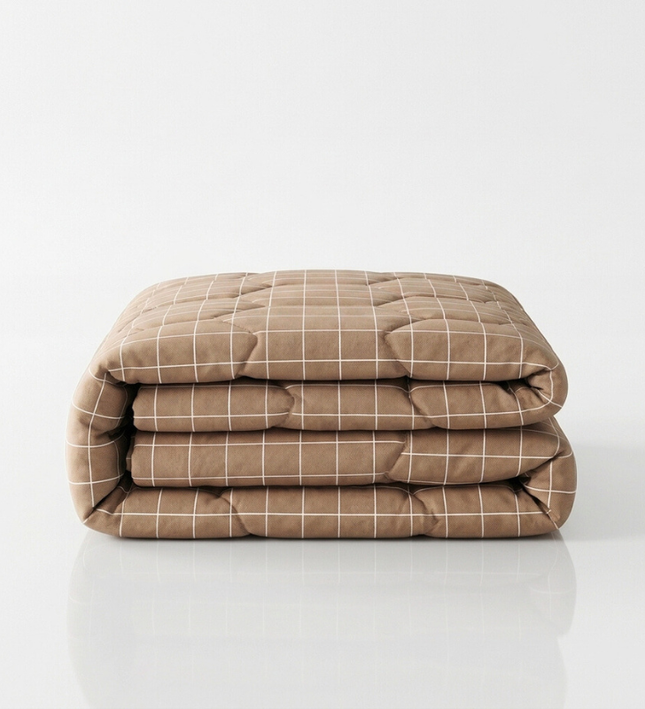 Easy Dekbed Zonder Overtrek - Squares - Taupe