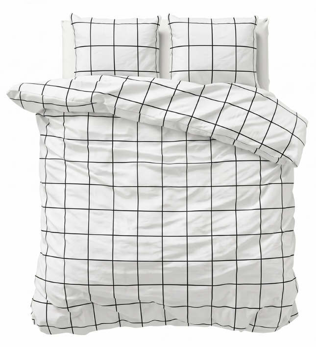 Dekbedovertrek Percale-Katoen - Squared Wit