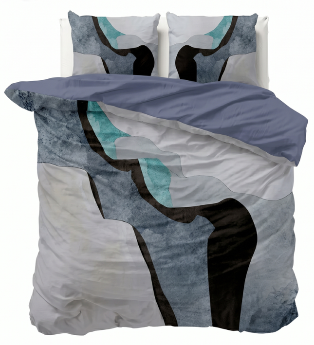 Dekbedovertrek Percale-Katoen - Abstract Marble - Blauw