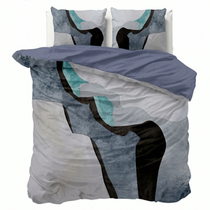 Dekbedovertrek Percale-Katoen - Abstract Marble - Blauw