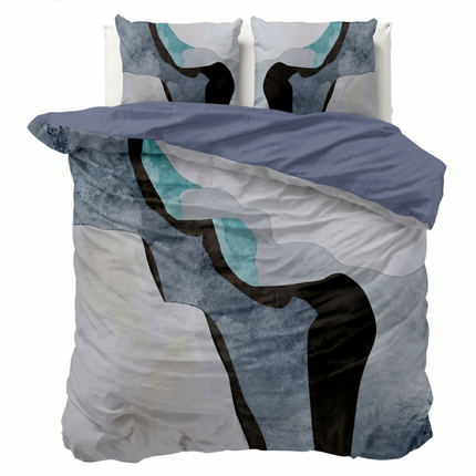 Dekbedovertrek Percale-Katoen - Abstract Marble - Blauw