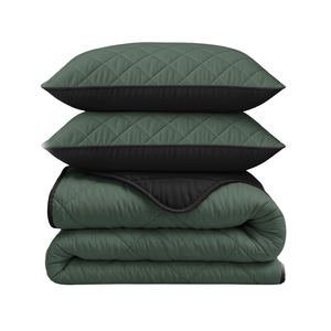Lazy Dekbed Zonder Overtrek - Double Face - Groen/Zwart