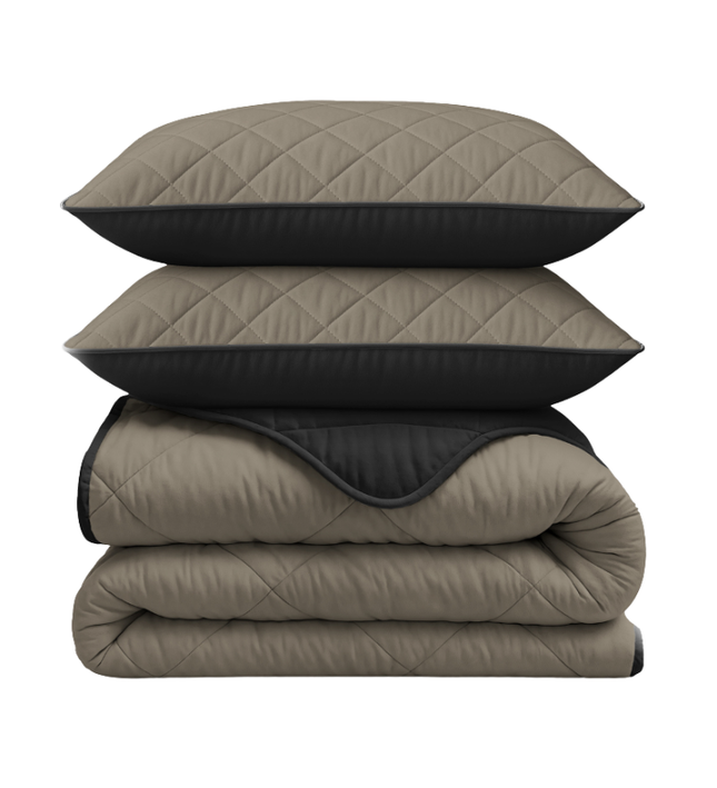 Lazy Dekbed Zonder Overtrek - Double Face - Taupe/Zwart