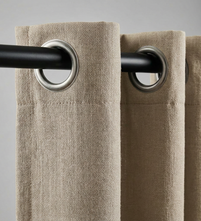 Gordijnen met Linnen Look - Ringen - Beige