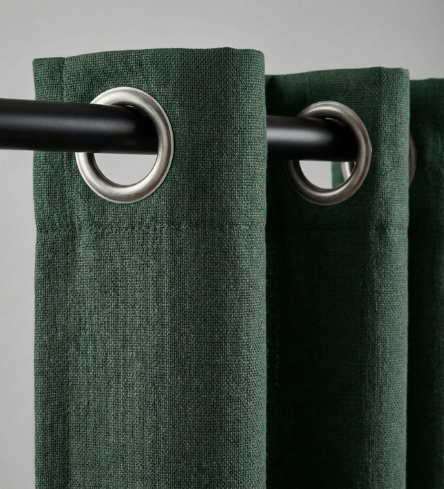 Gordijnen met Linnen Look - Ringen - Groen