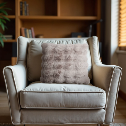 Sierkussen Pom Rabbit Fur - Taupe/Rose