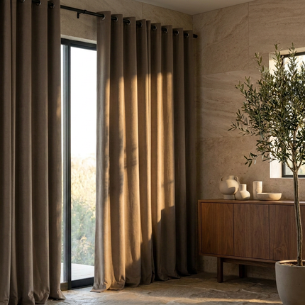 Premium Gordijnen 100% Verduisterend - Ringen - Taupe