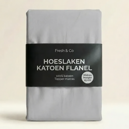 Topper Hoeslaken - Katoen Flanel - Lichtgrijs