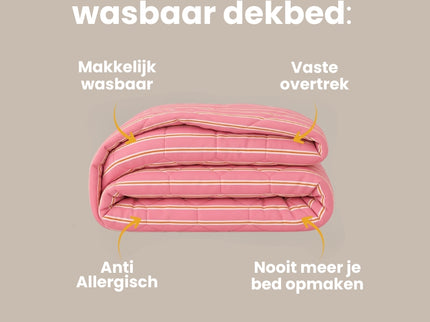 Easy Dekbed Zonder Overtrek - Double Stripe - Roze