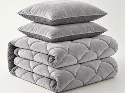 Lazy Dekbed Zonder Overtrek Teddy en Velvet - Taupe/Grijs