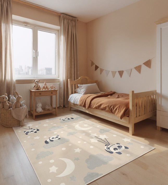 Vloerkleed Dreamy Panda Rechthoekig - Beige Multicolor