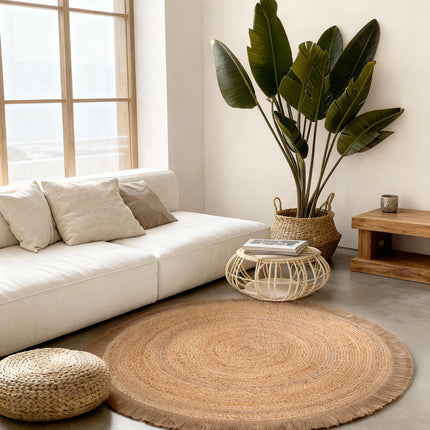 Vloerkleed Nuru Rond - Natuurlijk goud