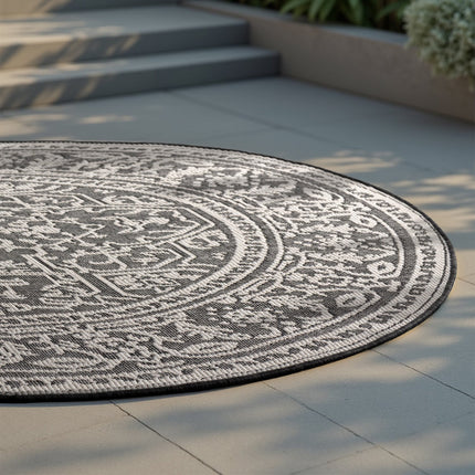 Dubbelzijdig Buitenkleed Kona Rond - Zwart