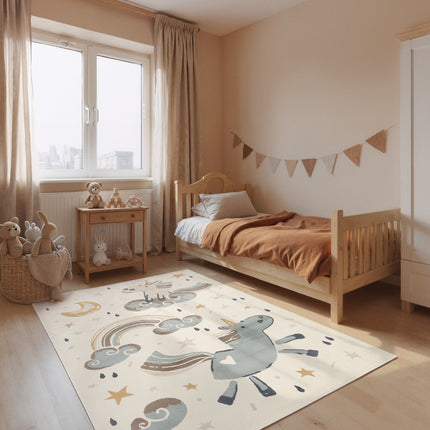 Vloerkleed Einhorn Rechthoekig - Creme Multicolor