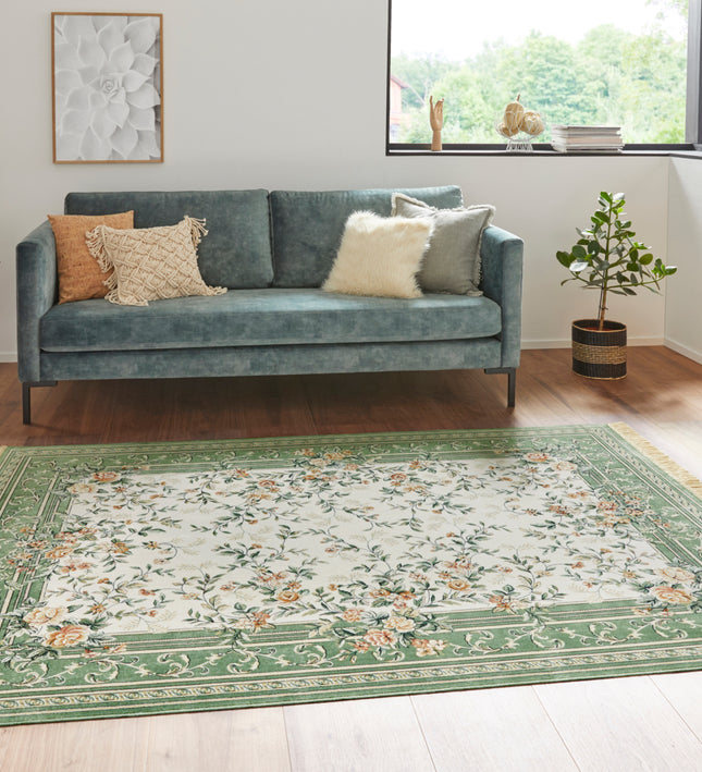 Vloerkleed Antik Flowers  - creme, groen