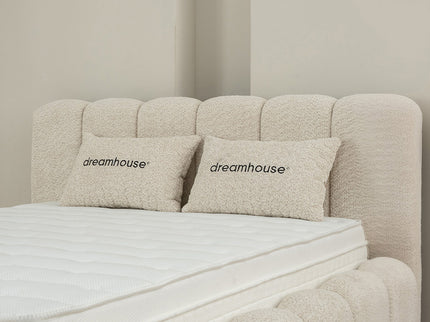 Boxspring Dreamhouse Harmony met matras, detailfoto met sierkussens